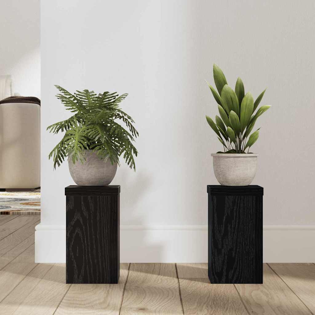 Suporte para plantas 2 unid. carvalho preto 10 x 10 x 18 cm