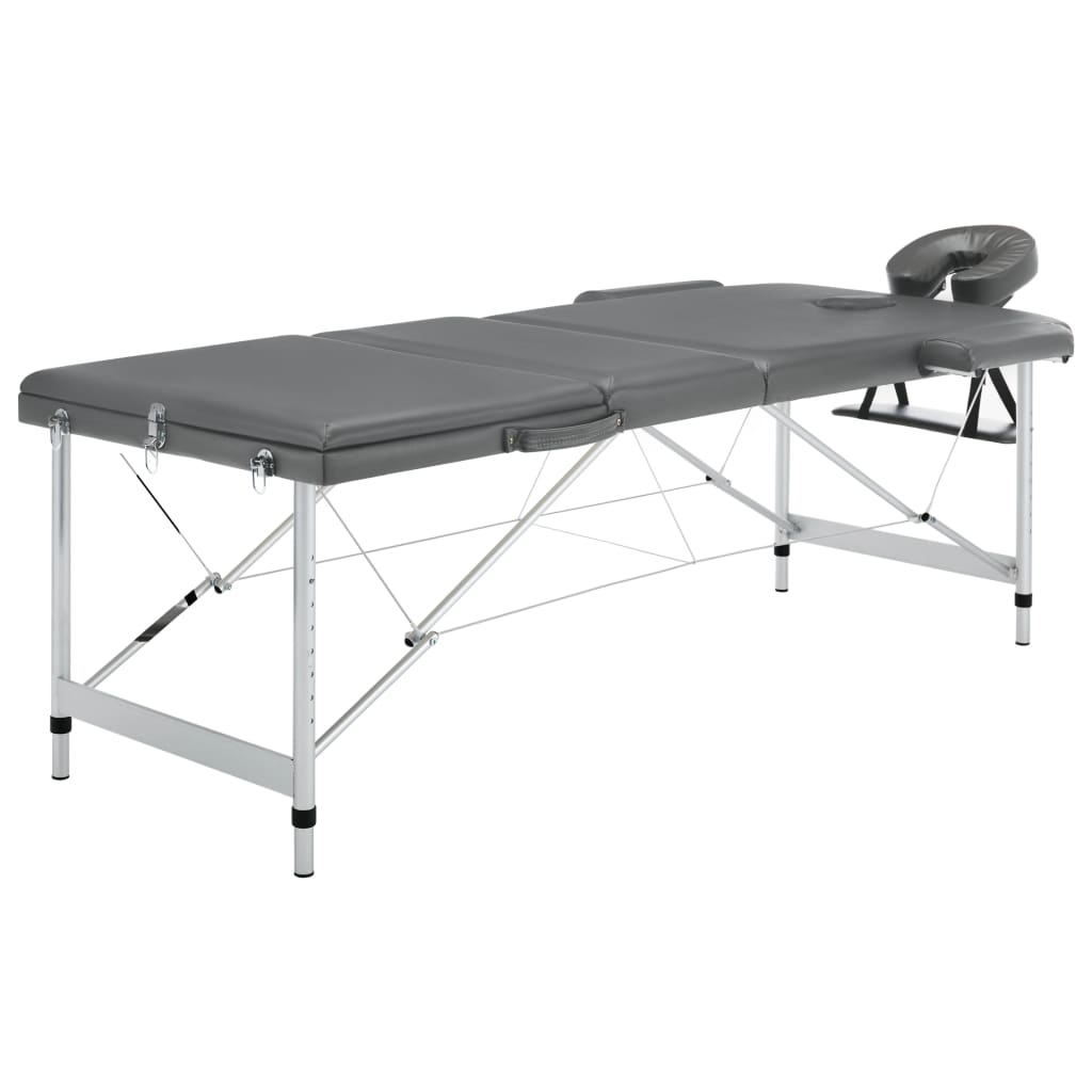 Mesa massagens c/ 3 zonas estrutura alumínio 186x68cm antracite