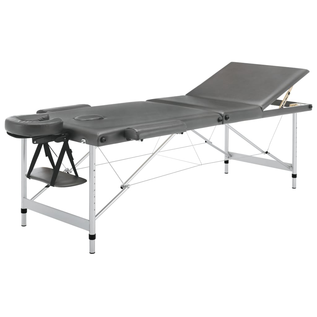Mesa massagens c/ 3 zonas estrutura alumínio 186x68cm antracite
