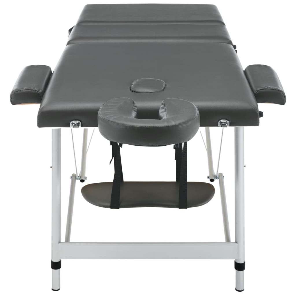 Mesa massagens c/ 3 zonas estrutura alumínio 186x68cm antracite