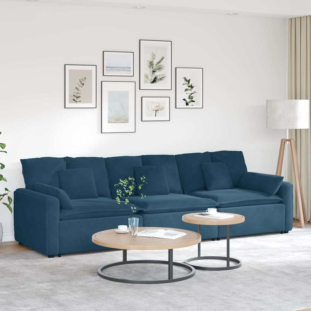 Sofá modular com almofadas azul