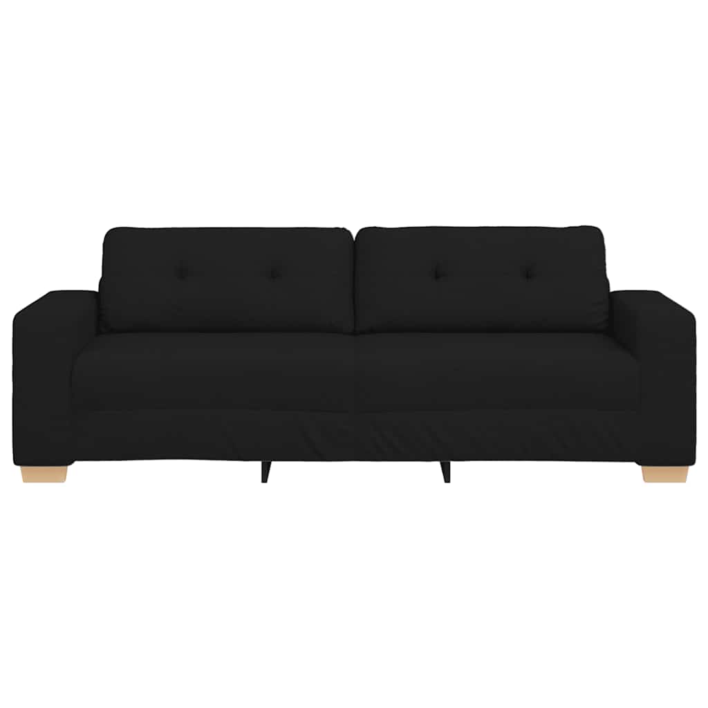 Sofá de 3 lugares, preto, 220x78x80 cm, em tecido