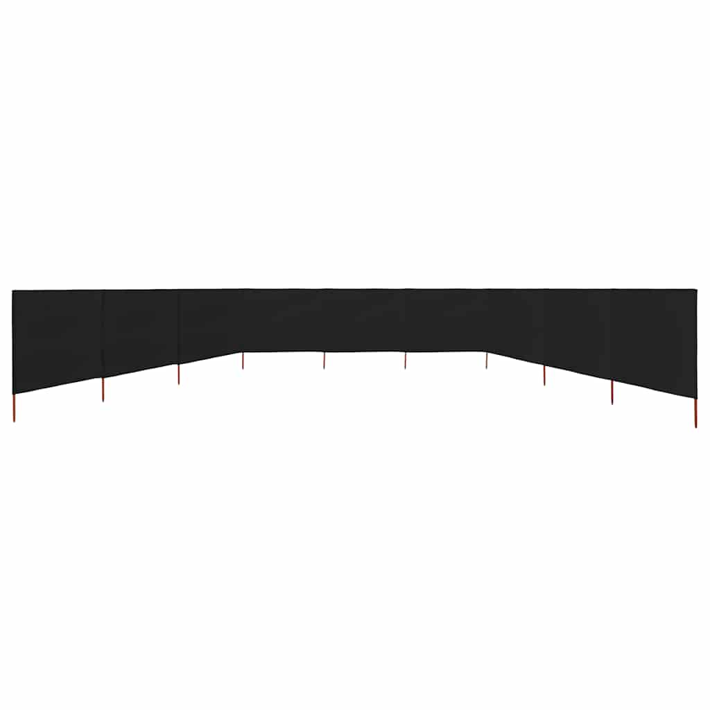 Para-vento com 9 painéis em tecido 1200x80 cm preto