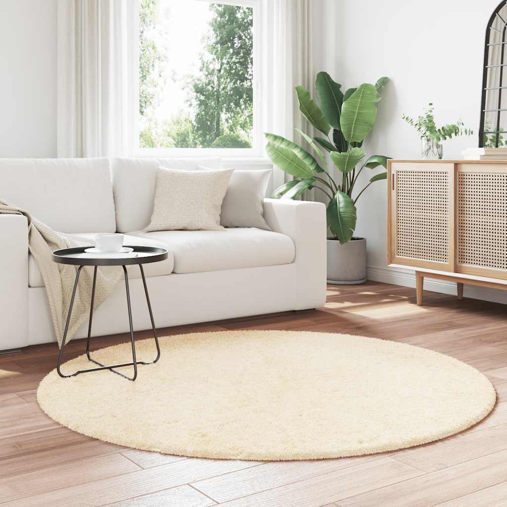 Tapete shaggy de pelo alto navarra 160x160 cm poliéster creme