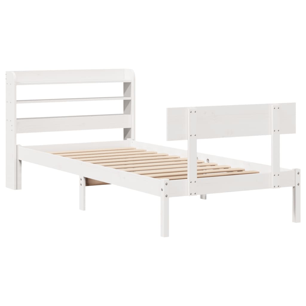 Cama sem colchão 90x190 cm madeira de pinho maciça branco