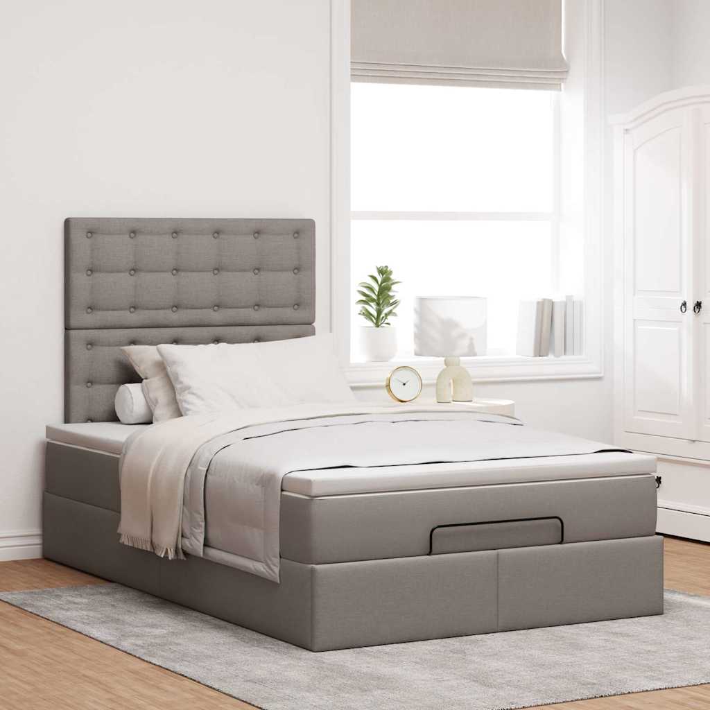 Moldura de cama otomana com tecido cinza 120x200cm