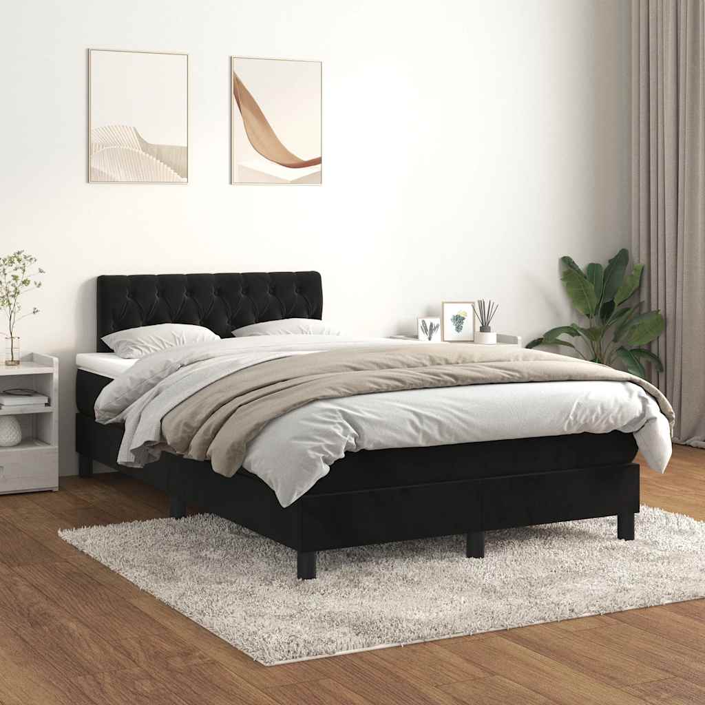 Cama boxspring com colchão 120x190 cm veludo preto