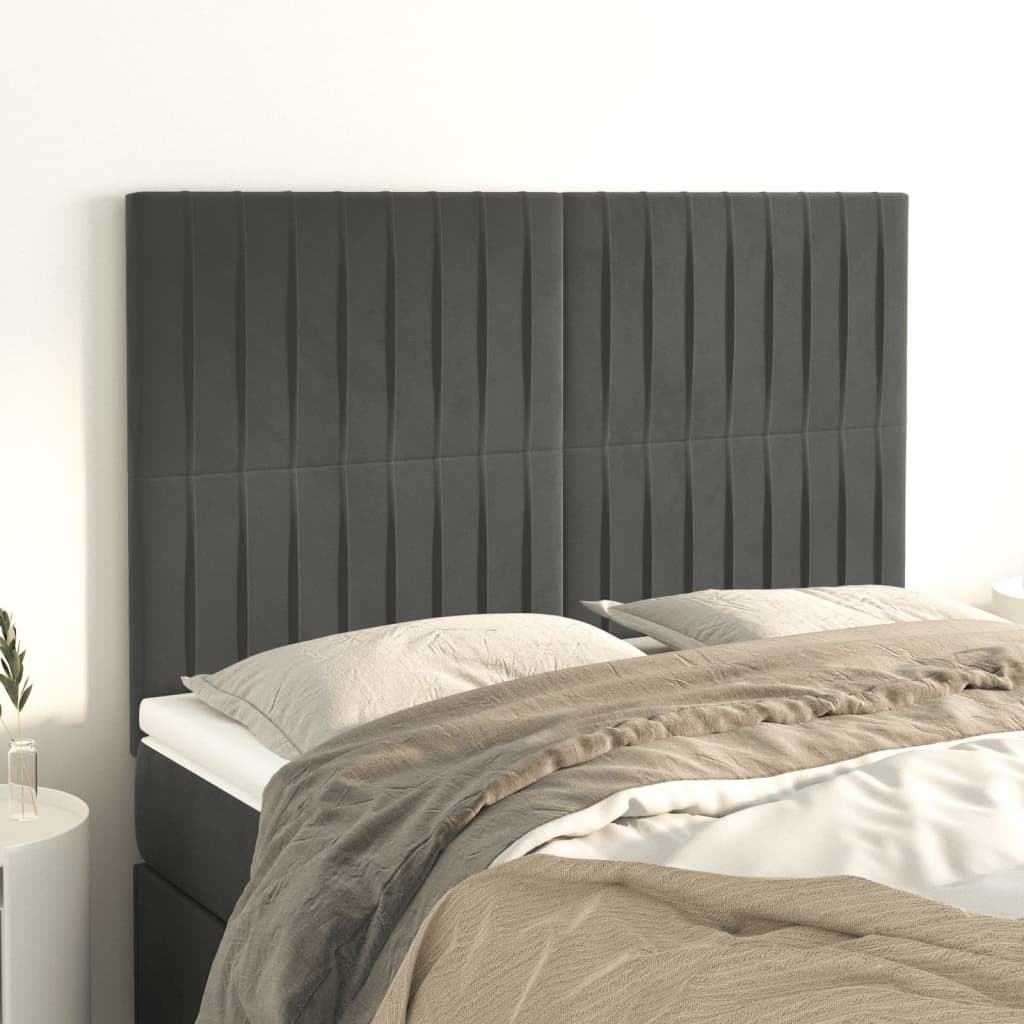 Cabeceira cinza escuro 144x5x118/128 cm veludo