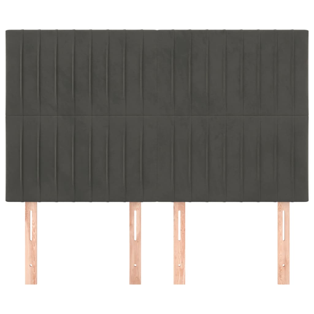 Cabeceira cinza escuro 144x5x118/128 cm veludo