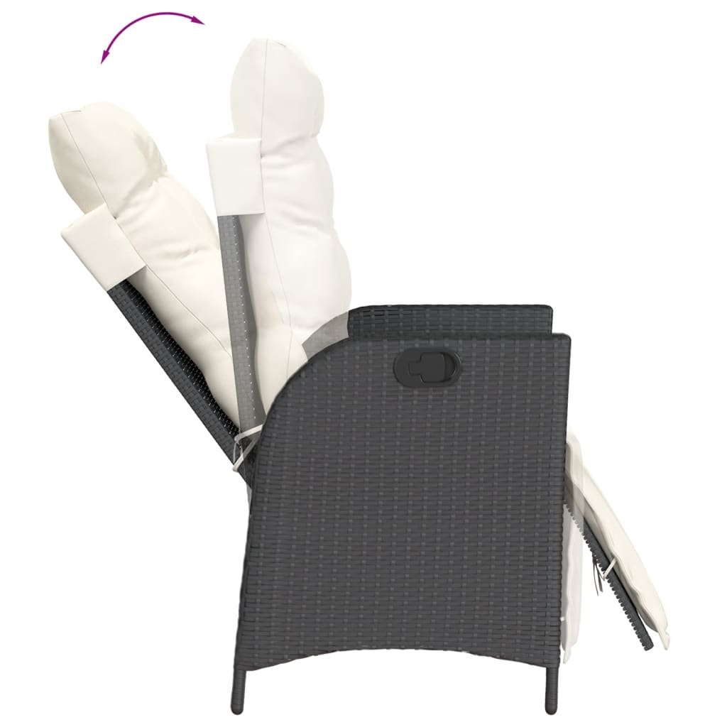 5 Pcs conjunto de jantar p/ jardim c/ almofadões vime PE preto