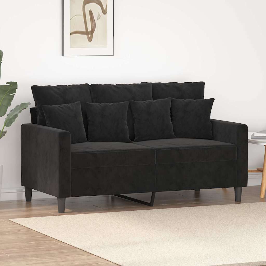 Sofá de 2 lugares veludo 120 cm preto
