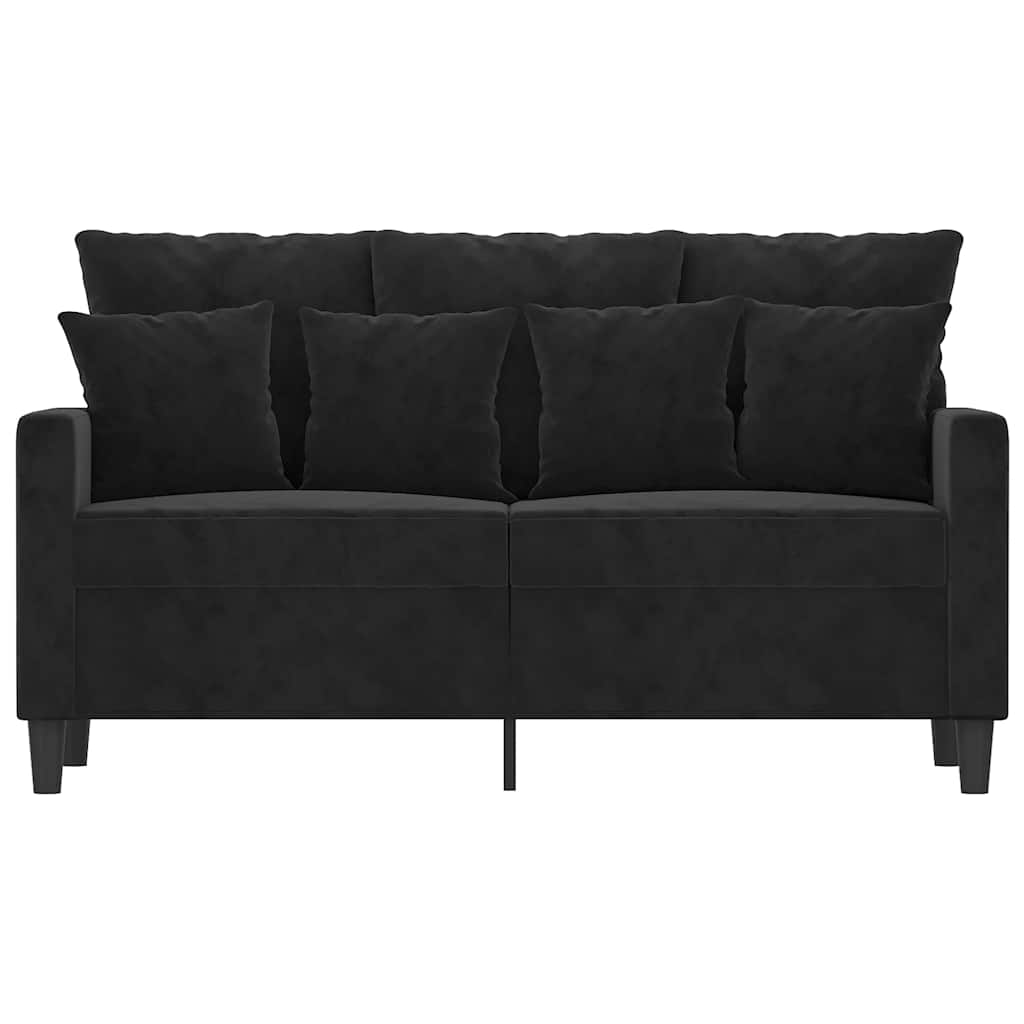 Sofá de 2 lugares veludo 120 cm preto