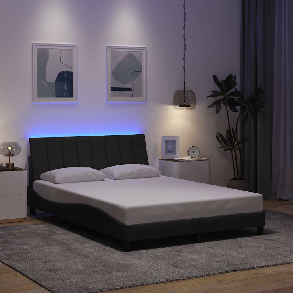 Estrutura de cama sem colchão hanko 140x190 cm tecido cinzento-escuro