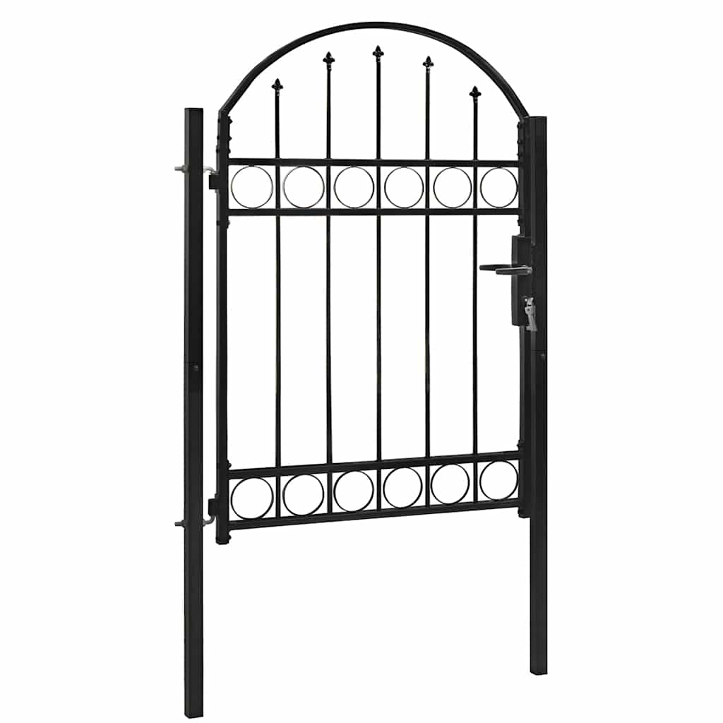 Portão de cerca assen com topo arqueado, aço, 102x125 cm, preto