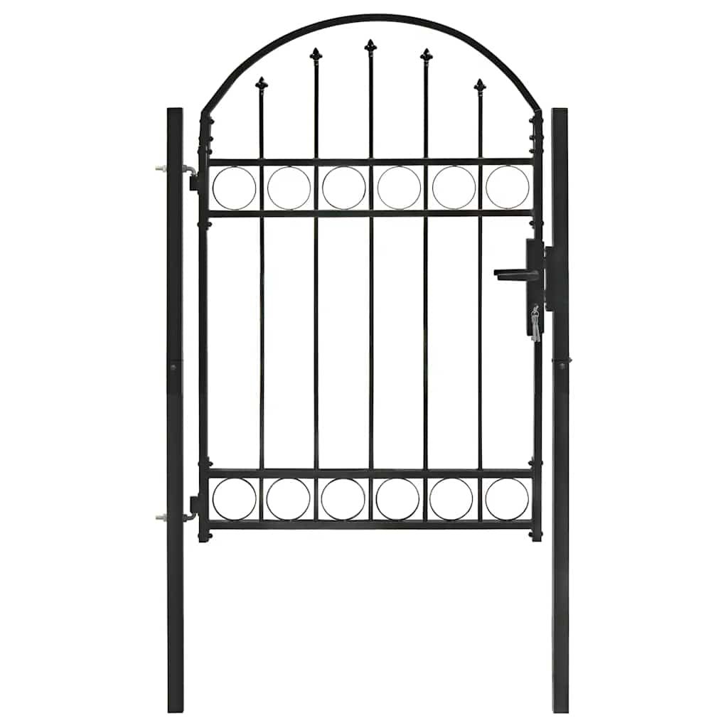Portão de cerca assen com topo arqueado, aço, 102x125 cm, preto