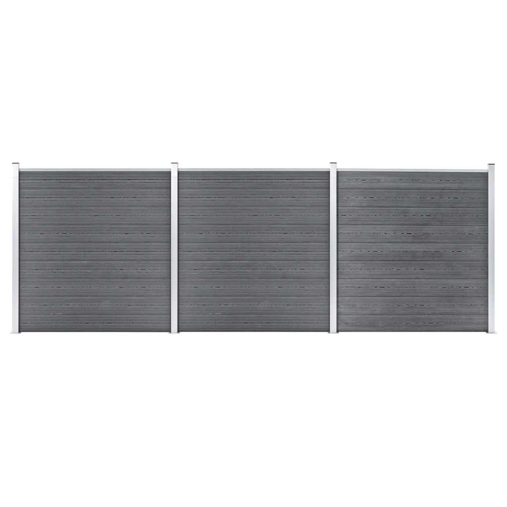 Painel de vedação para jardim 526x186 cm wpc cinzento