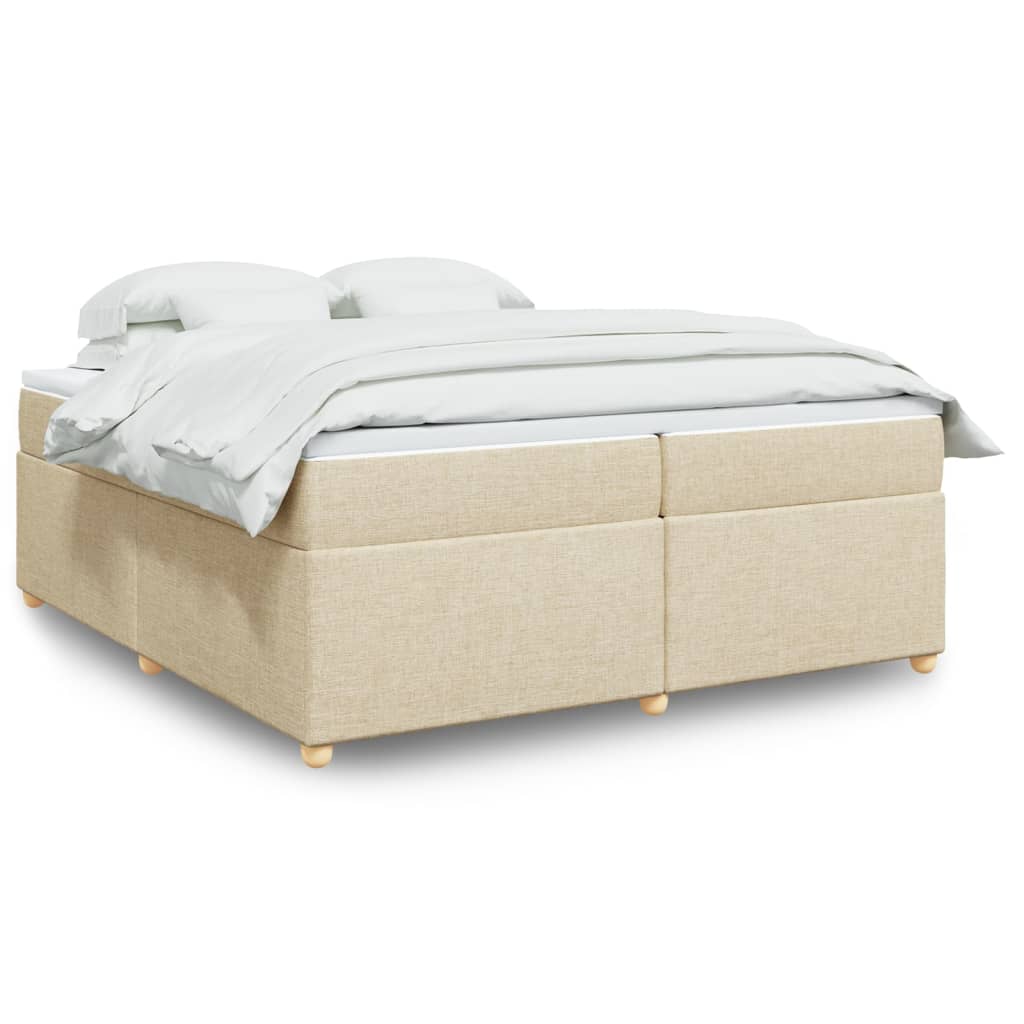 Cama com molas/colchão 200x200 cm tecido cor creme