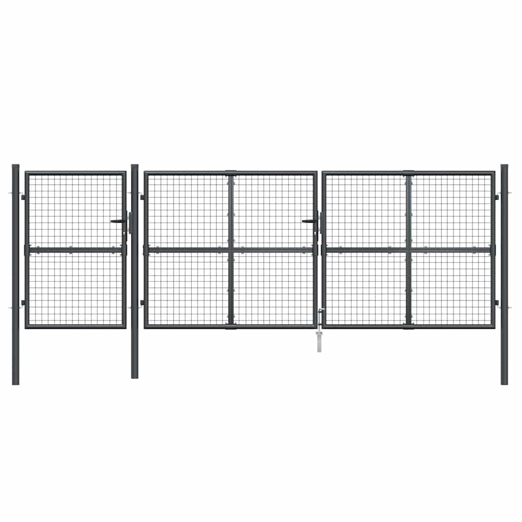 Portão de jardim em tela antracite 400x125 cm aço galvanizado.