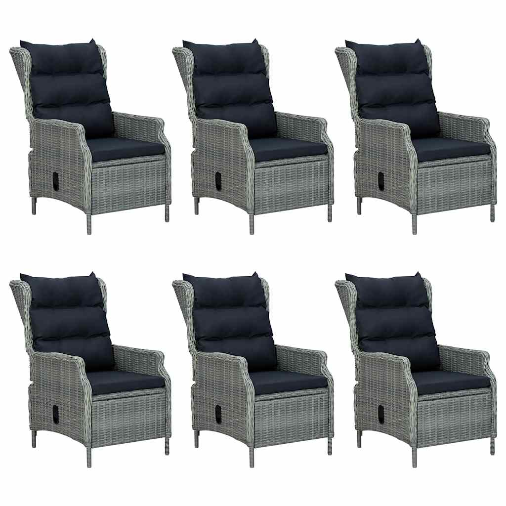 7 Pcs conjunto de jantar para jardim cinzento-claro