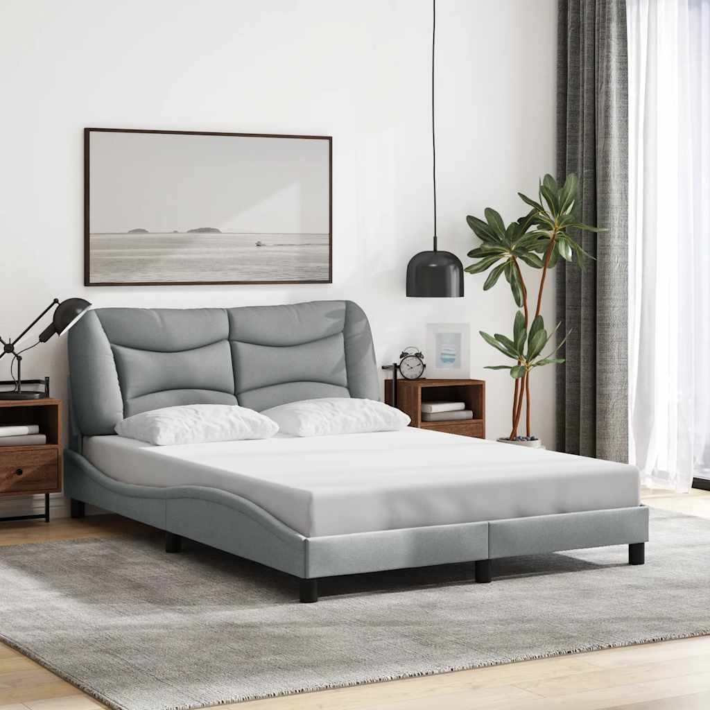 Estrutura de cama sem colchão hvar 140x190 cm tecido cinzento-claro