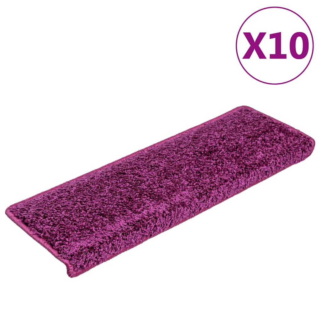 Tapetes de escada 10 peças 65x21x4 cm roxo com borda retangular