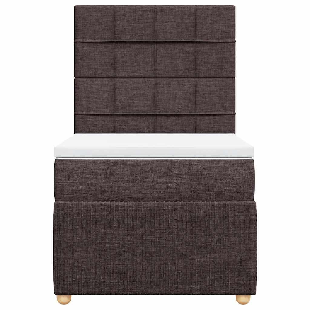 Cama com molas/colchão 100x200 cm tecido castanho-escuro