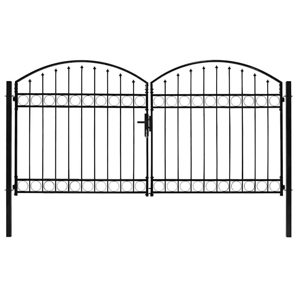 Portão de cerca assen porta dupla com topo arqueado em aço 300x150 cm