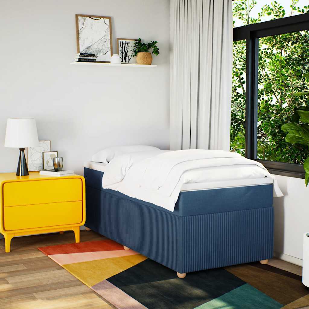 Cama com molas/colchão 90x190 cm tecido azul