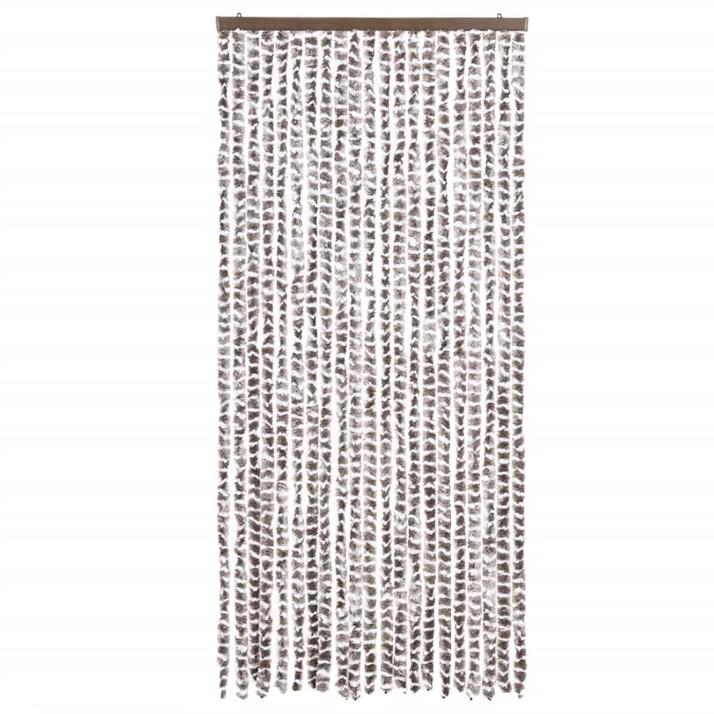 Cortina anti-insetos 90x200cm chenille cinza-acastanhado/branco