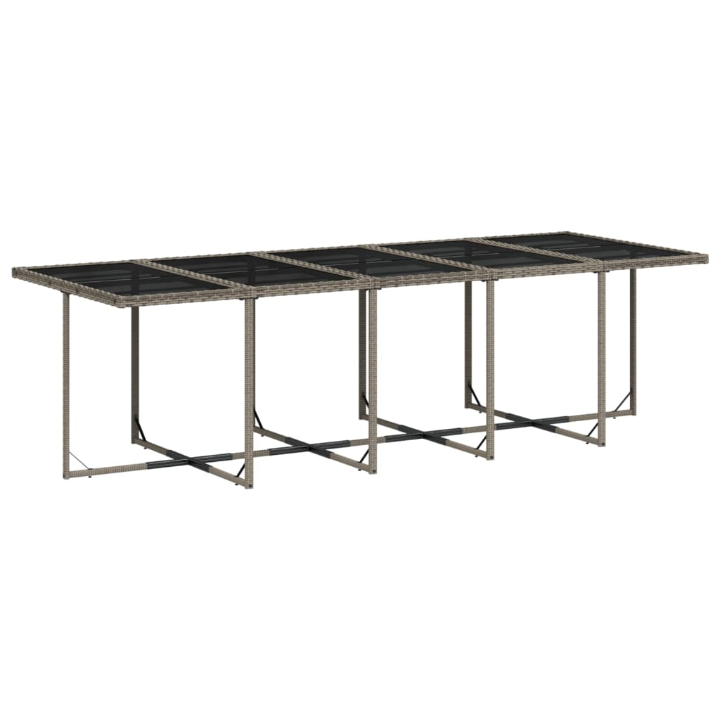15 Pcs conjunto jantar p/ jardim c/ almofadões vime PE cinzento