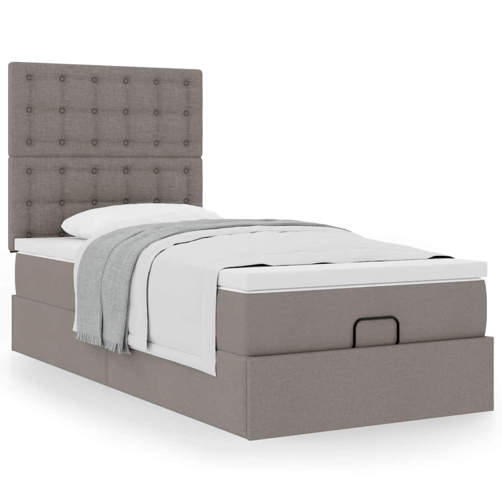 Cama otomana com colchão 90x200 cm tecido cinza