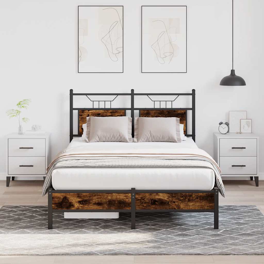 Estrutura de cama s/ colchão derivados madeira carvalho fumado