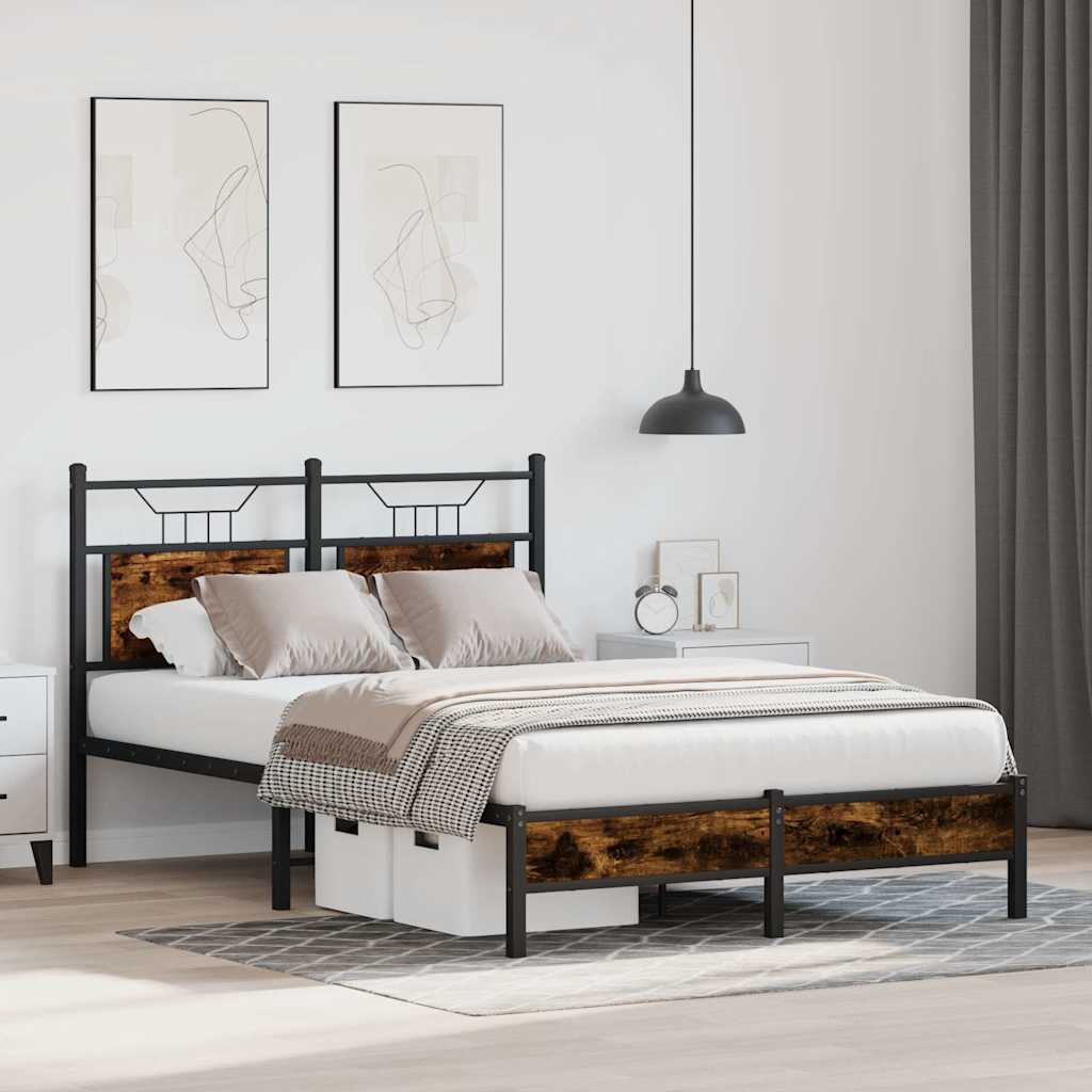 Estrutura de cama s/ colchão derivados madeira carvalho fumado