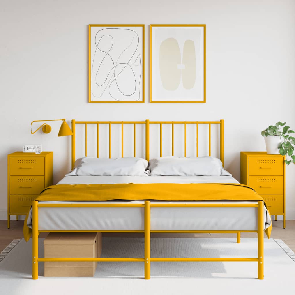Mesas de cabeceira 2 pcs 36x39x68 cm aço amarelo mostarda