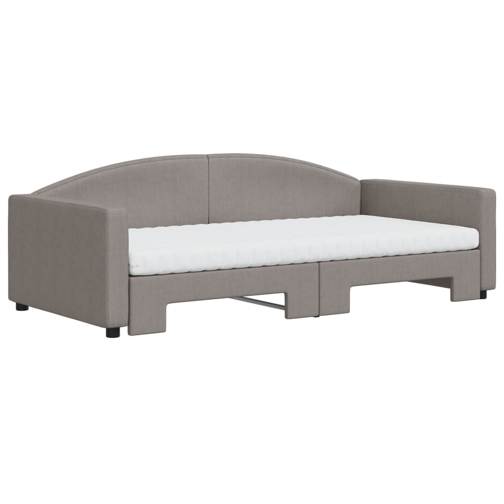 Sofá-cama + gavetão/colchões 100x200cm tecido cinza-acastanhado