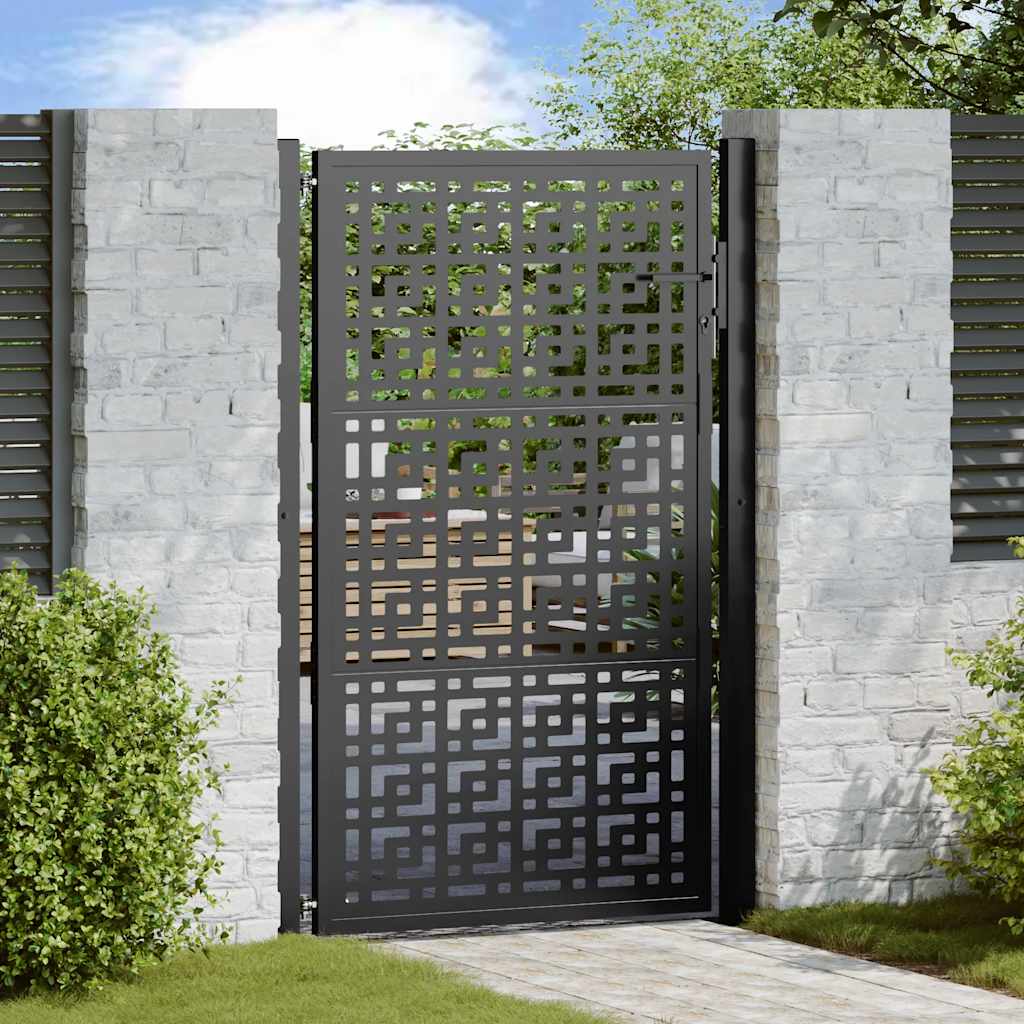 Portão de jardim preto 100x150 cm aço design em cruz