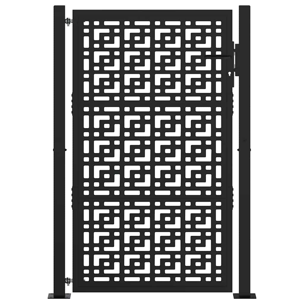 Portão de jardim preto 100x150 cm aço design em cruz