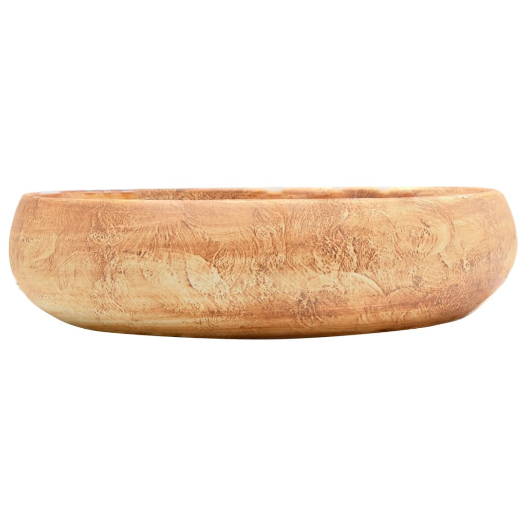 Lavatório de bancada oval 59x40x15 cm cerâmica castanho