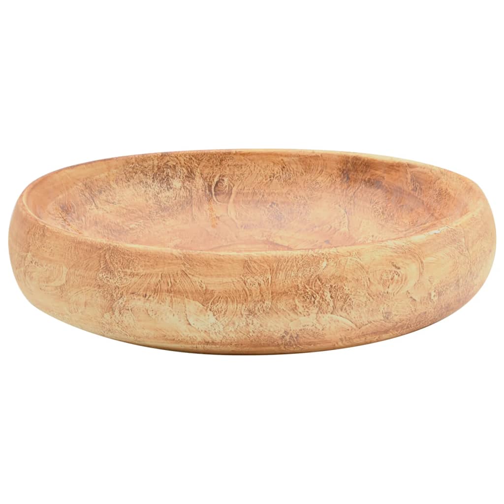 Lavatório de bancada oval 59x40x15 cm cerâmica castanho