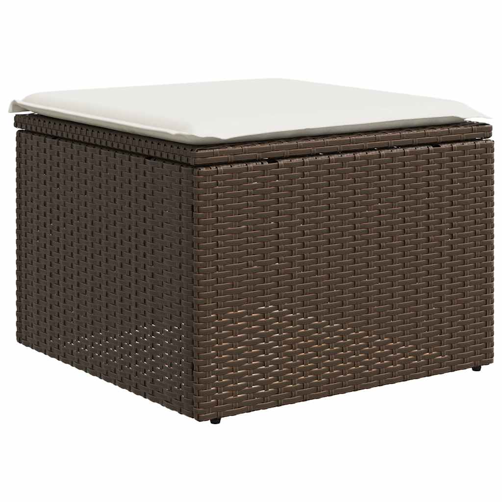 2 Pcs conj. sofás jardim c/ almofadões vime PE/acácia castanho