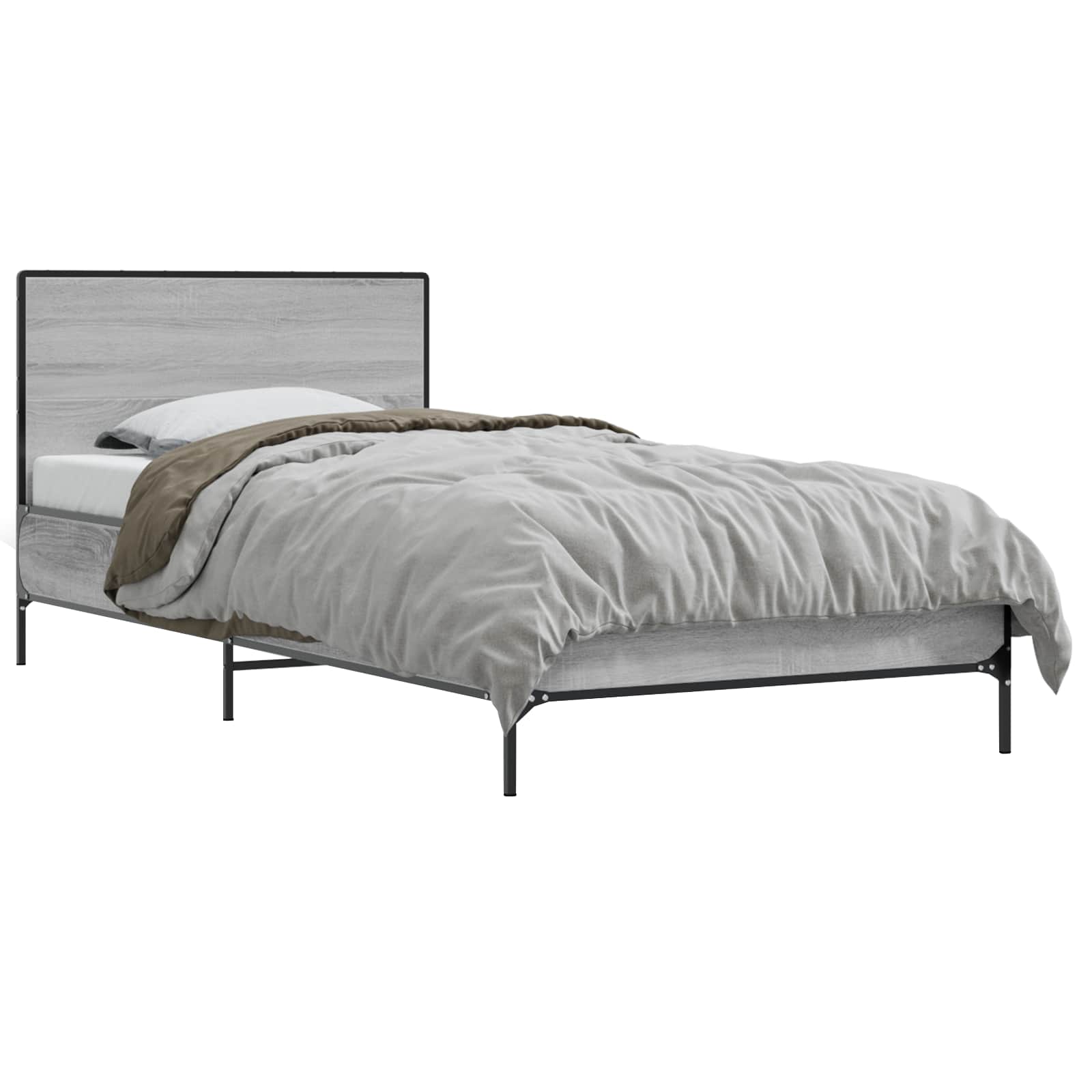 Estrutura de cama com cabeceira sonoma cinzento 80 x 200 cm