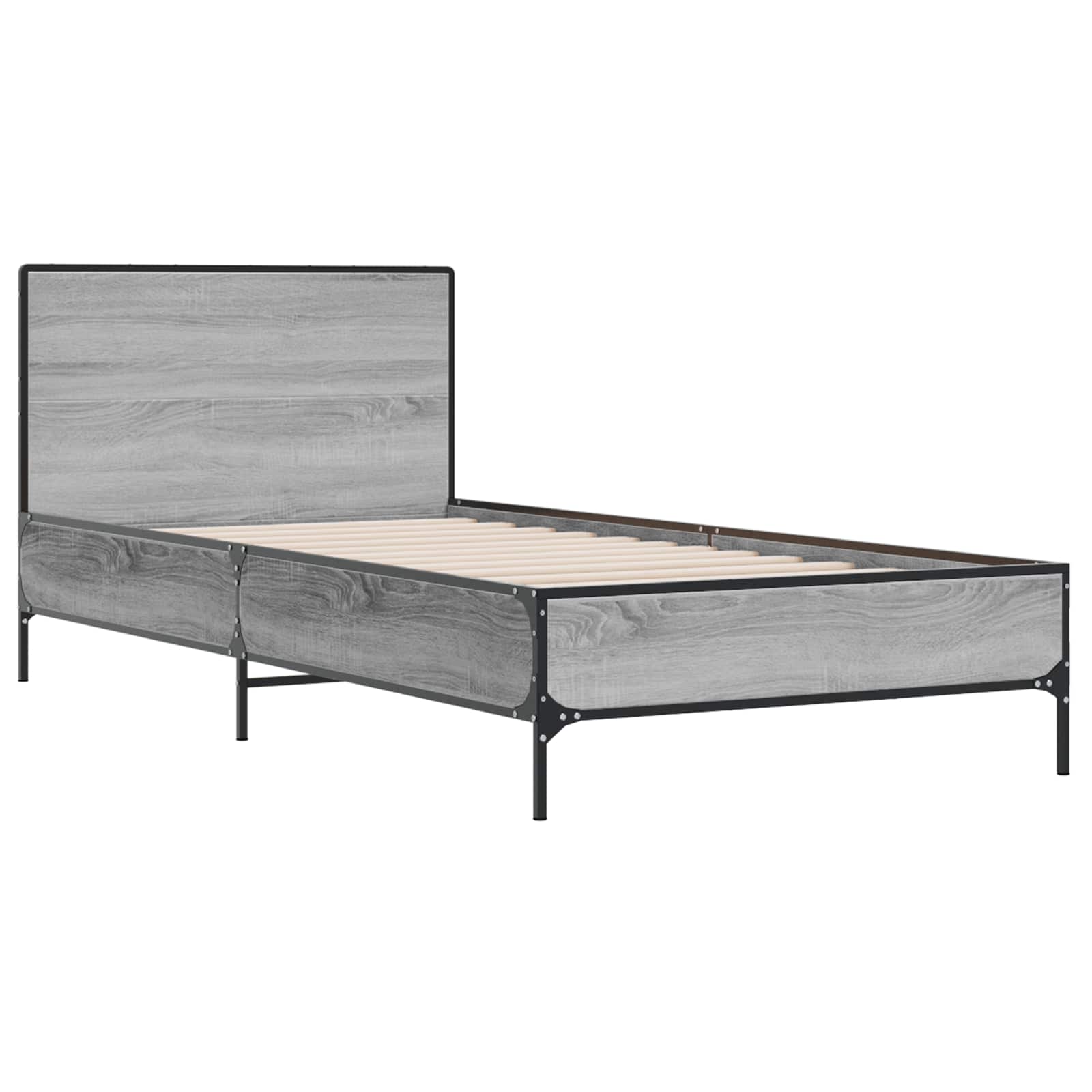 Estrutura de cama com cabeceira sonoma cinzento 80 x 200 cm