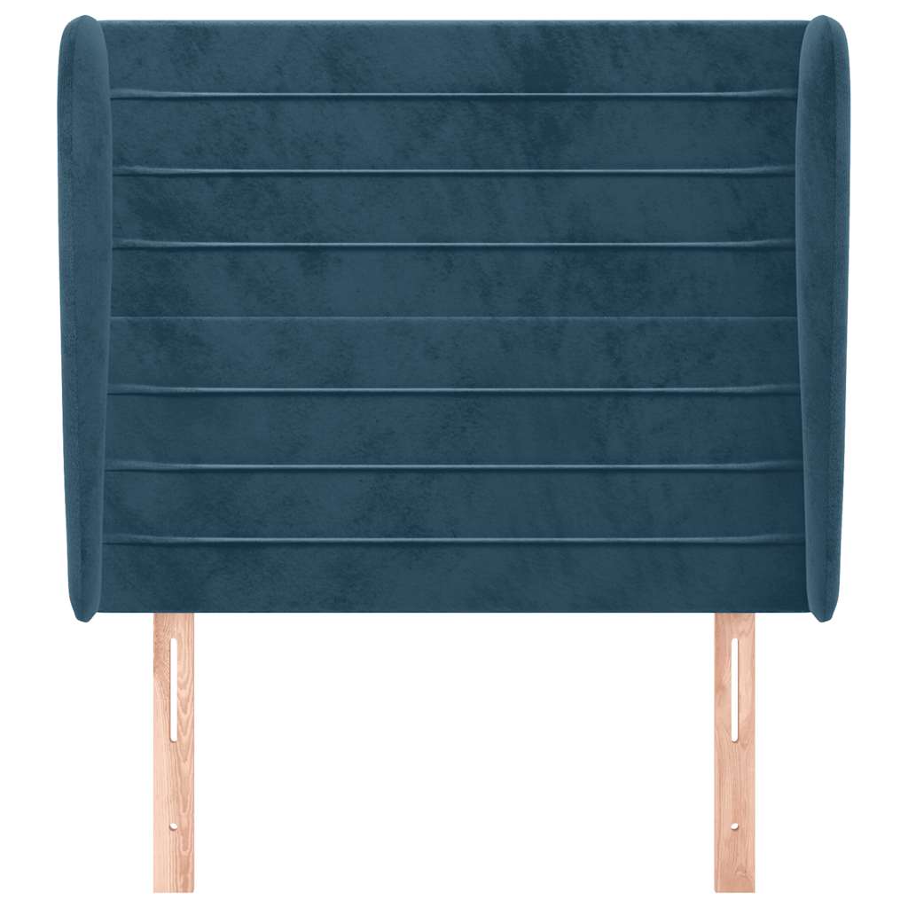 Cabeceira cama c/ abas veludo 93x23x118/128 cm azul-escuro