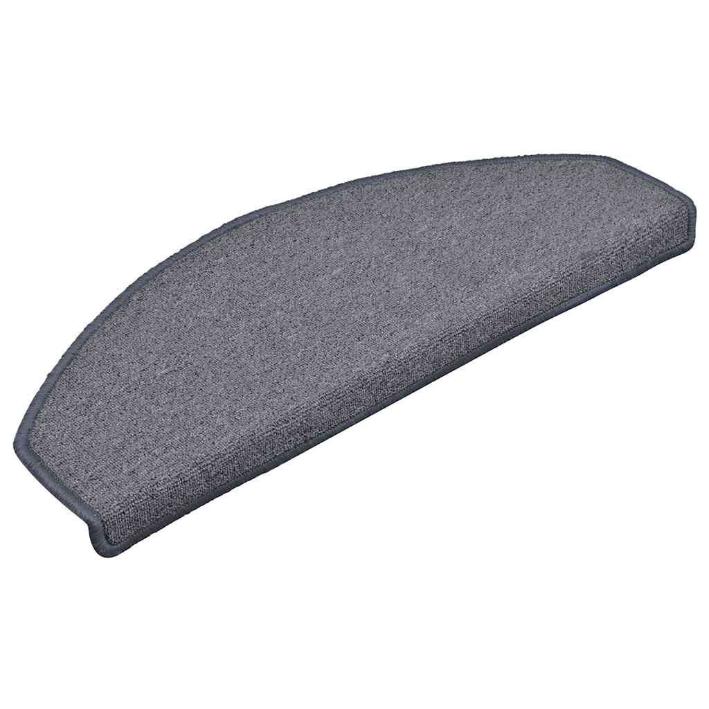 Tapetes de escada 15 peças 65x24x4 cm cinza claro e azul semicircular grande