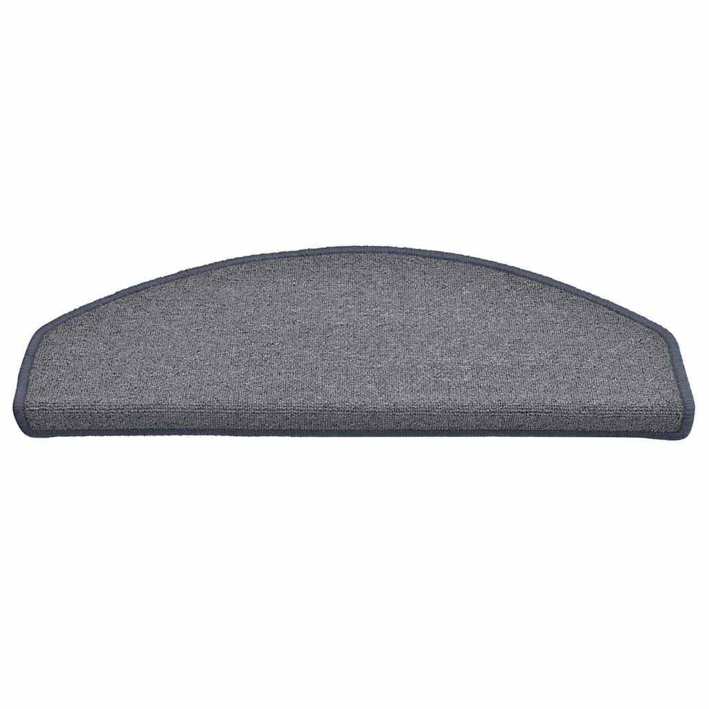 Tapetes de escada 15 peças 65x24x4 cm cinza claro e azul semicircular grande