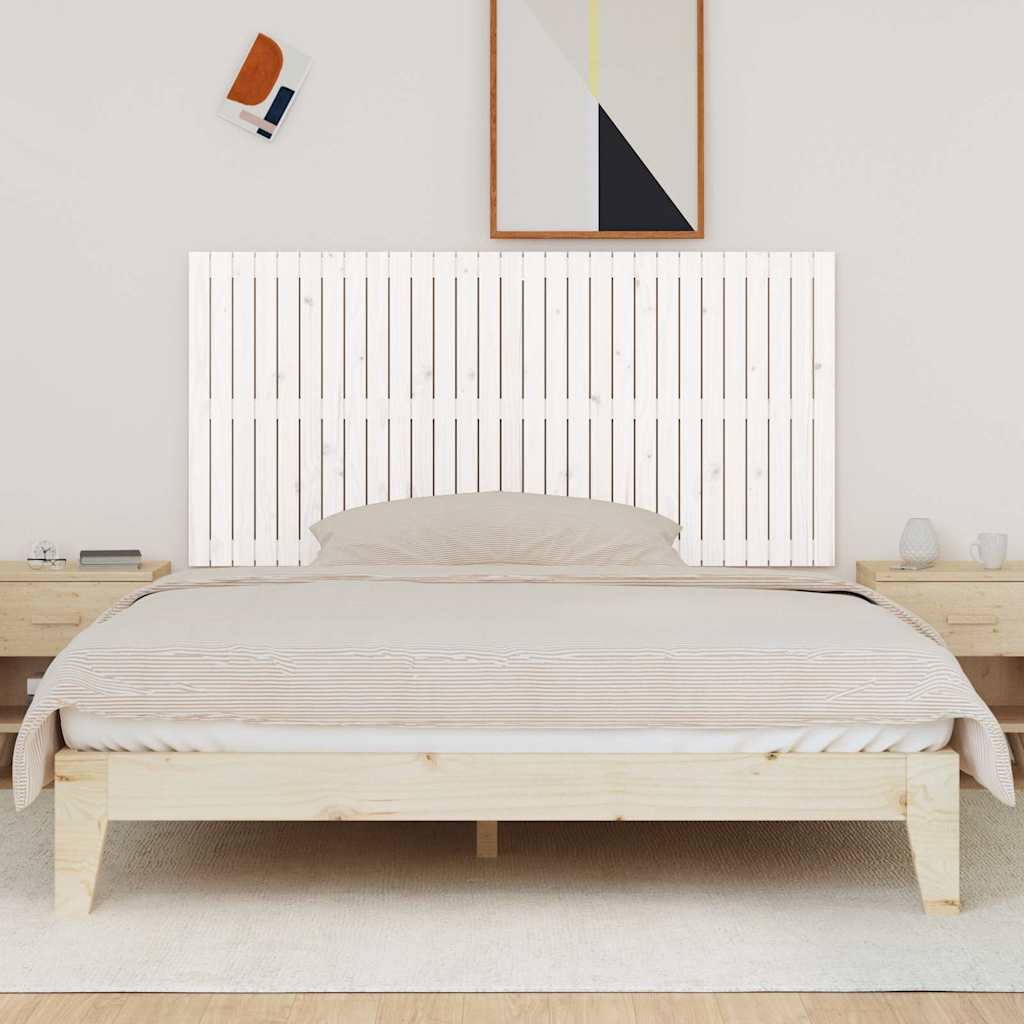 Cabeceira de parede 185x3x90 cm madeira de pinho maciça branco
