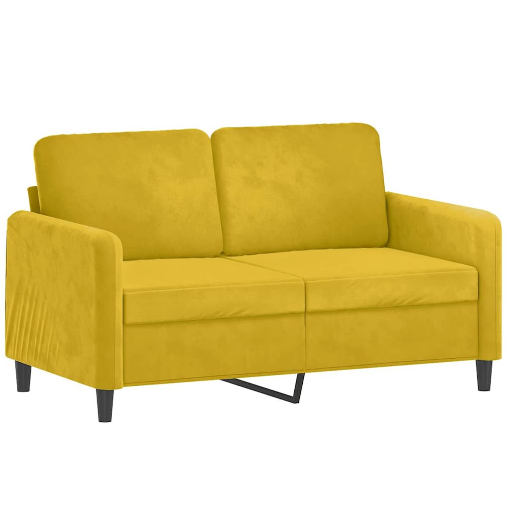 2 Pcs conjunto de sofás com almofadas veludo amarelo