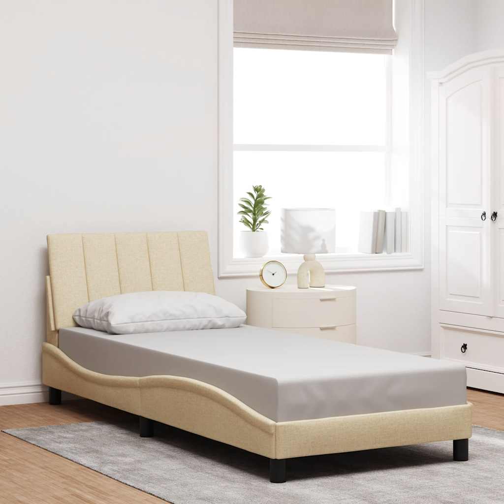 Estrutura de cama sem colchão hanko 90x200 cm tecido creme