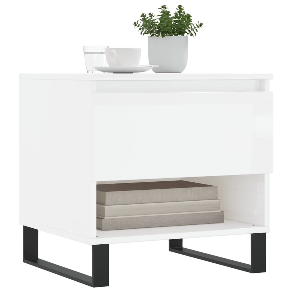 Mesas de centro 2pcs 50x46x50cm deriv. madeira branco brilhante