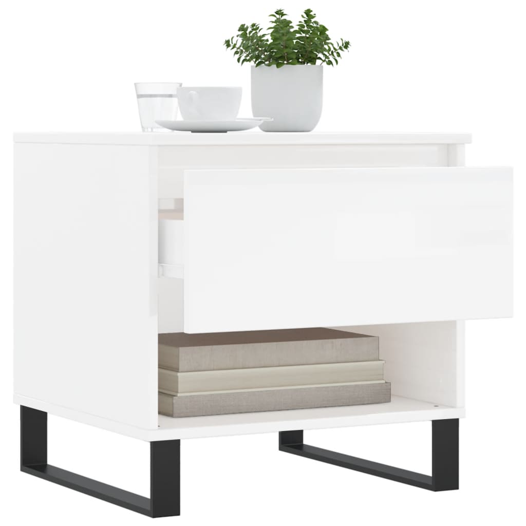 Mesas de centro 2pcs 50x46x50cm deriv. madeira branco brilhante